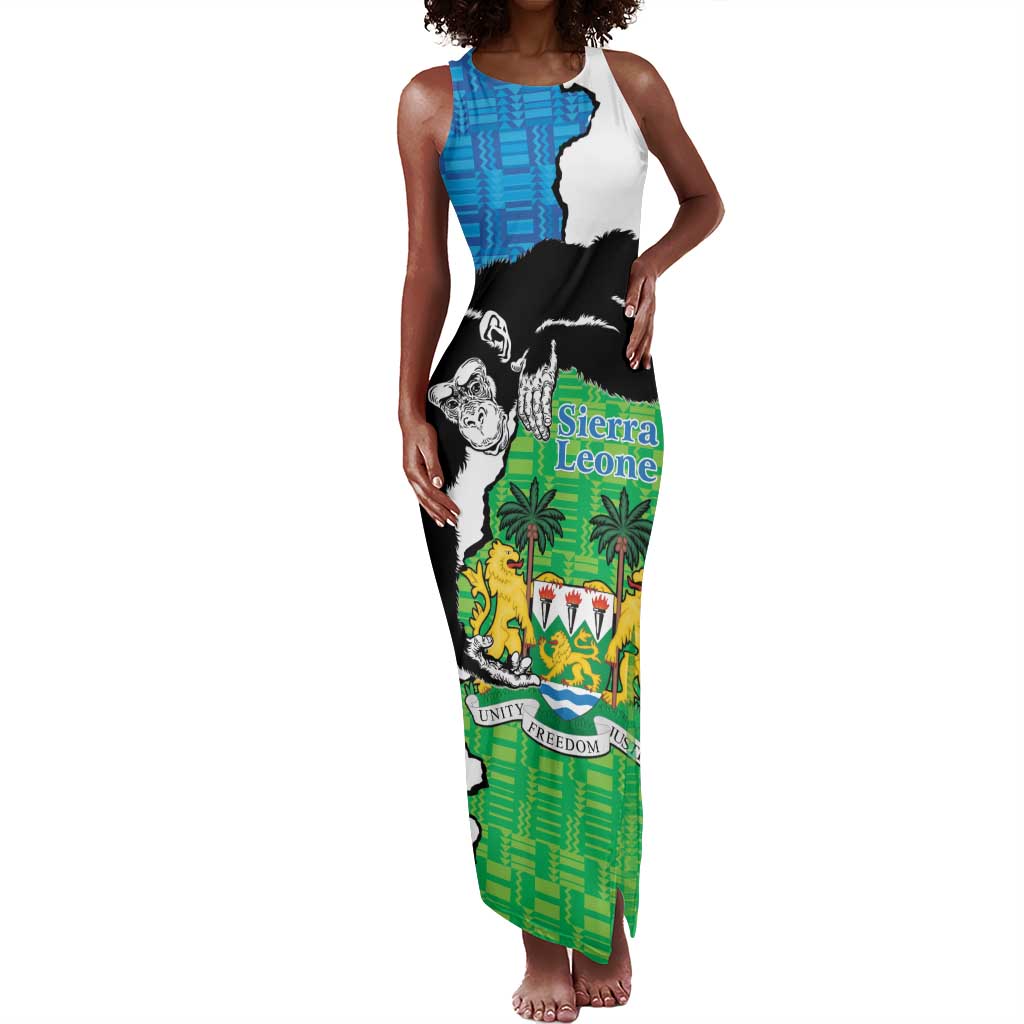 Personalised Afro Sierra Leone Tank Maxi Dress Chimpanzee Mix African Pattern