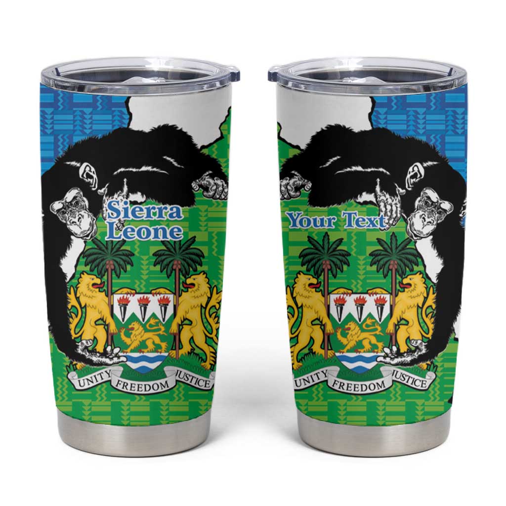 Personalised Afro Sierra Leone Tumbler Cup Chimpanzee Mix African Pattern