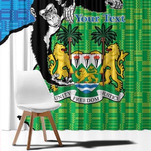 Personalised Afro Sierra Leone Window Curtain Chimpanzee Mix African Pattern