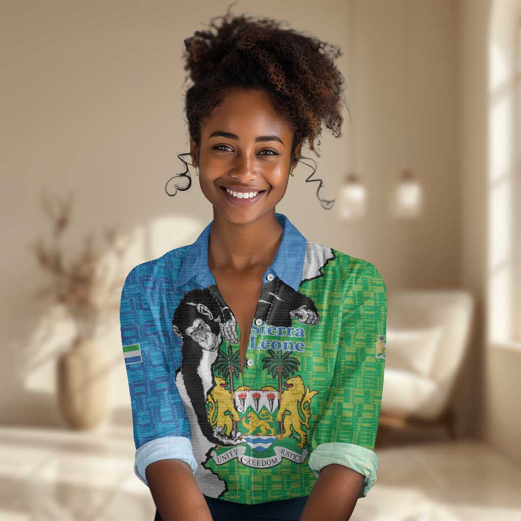 Personalised Afro Sierra Leone Women Casual Shirt Chimpanzee Mix African Pattern