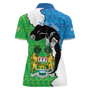 Personalised Afro Sierra Leone Women Polo Shirt Chimpanzee Mix African Pattern