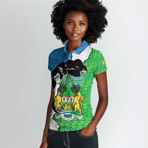 Personalised Afro Sierra Leone Women Polo Shirt Chimpanzee Mix African Pattern