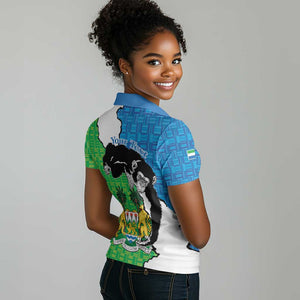 Personalised Afro Sierra Leone Women Polo Shirt Chimpanzee Mix African Pattern