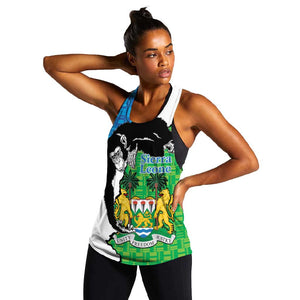 Personalised Afro Sierra Leone Women Racerback Tank Chimpanzee Mix African Pattern