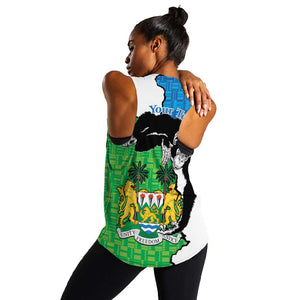 Personalised Afro Sierra Leone Women Racerback Tank Chimpanzee Mix African Pattern