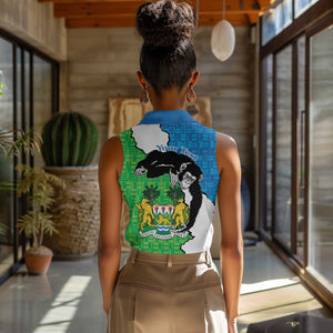 Personalised Afro Sierra Leone Women Sleeveless Polo Shirt Chimpanzee Mix African Pattern