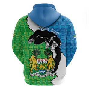 Personalised Afro Sierra Leone Zip Hoodie Chimpanzee Mix African Pattern