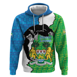 Personalised Afro Sierra Leone Zip Hoodie Chimpanzee Mix African Pattern