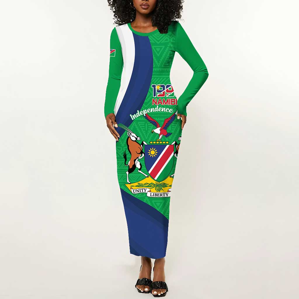 Personalised Namibia Long Sleeve Bodycon Dress 35th Anniversary Independence Day LT15