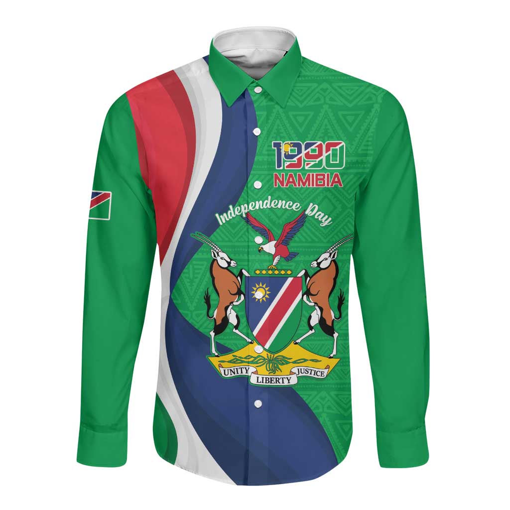 Personalised Namibia Long Sleeve Button Shirt 35th Anniversary Independence Day
