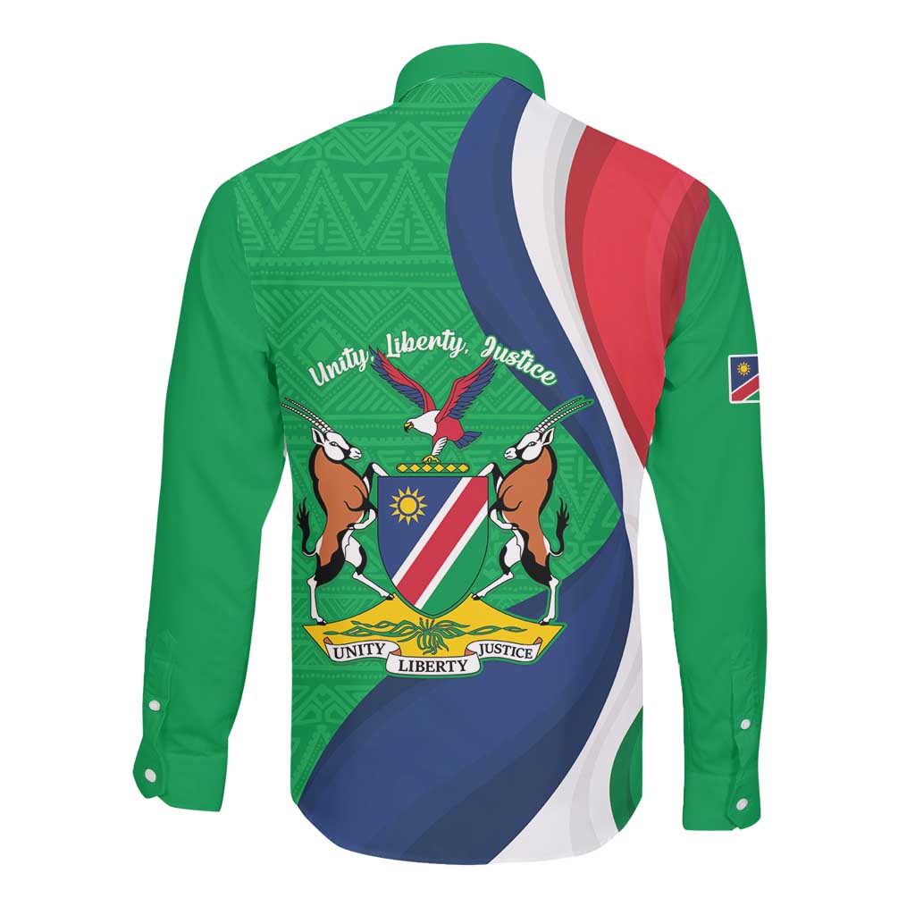 Personalised Namibia Long Sleeve Button Shirt 35th Anniversary Independence Day