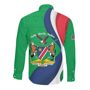 Personalised Namibia Long Sleeve Button Shirt 35th Anniversary Independence Day