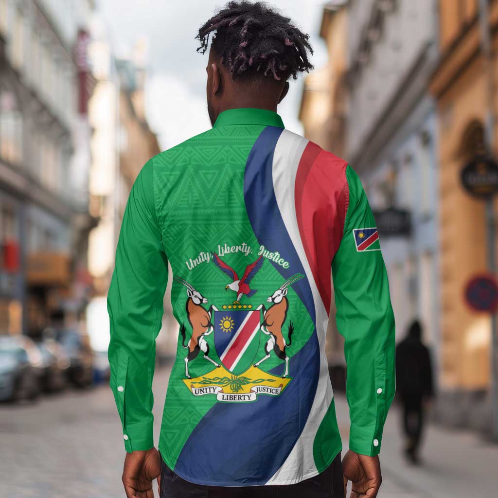 Personalised Namibia Long Sleeve Button Shirt 35th Anniversary Independence Day
