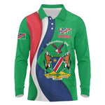 Personalised Namibia Long Sleeve Polo Shirt 35th Anniversary Independence Day