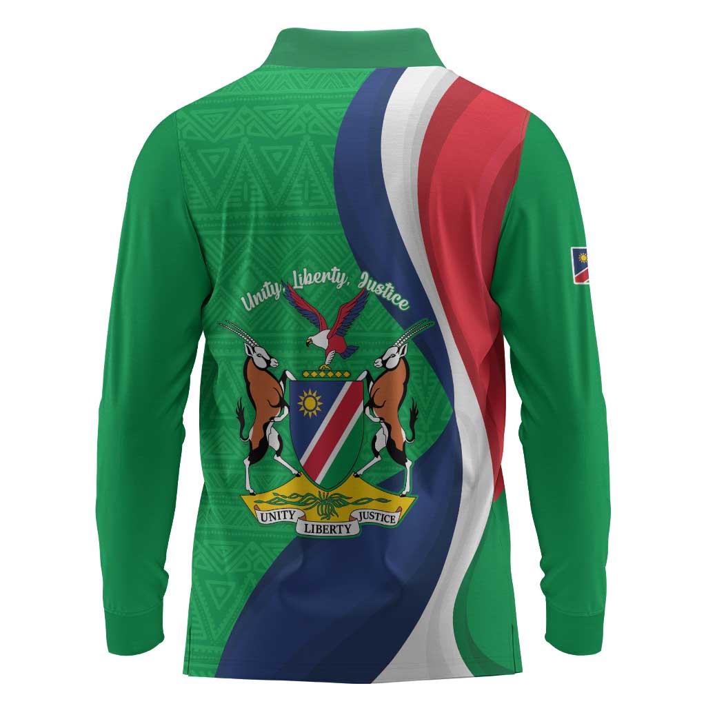 Personalised Namibia Long Sleeve Polo Shirt 35th Anniversary Independence Day