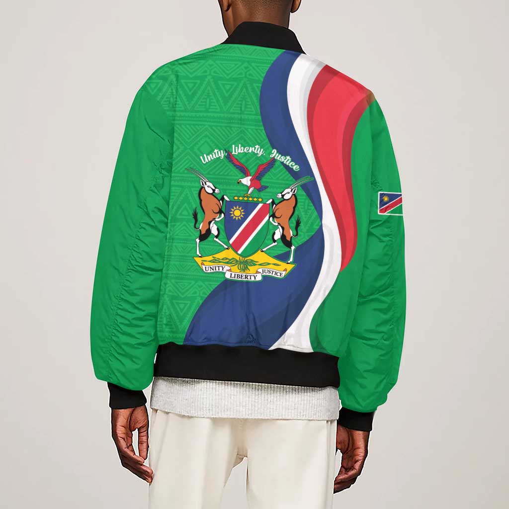 Personalised Namibia Sleeve Zip Bomber Jacket 35th Anniversary Independence Day