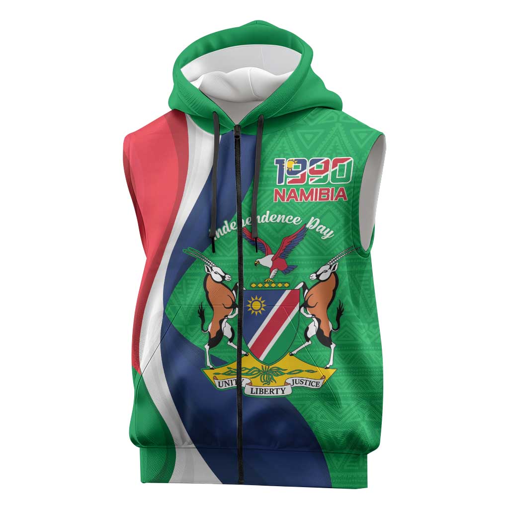 Personalised Namibia Sleeveless Zip Hoodie 35th Anniversary Independence Day - African Pride