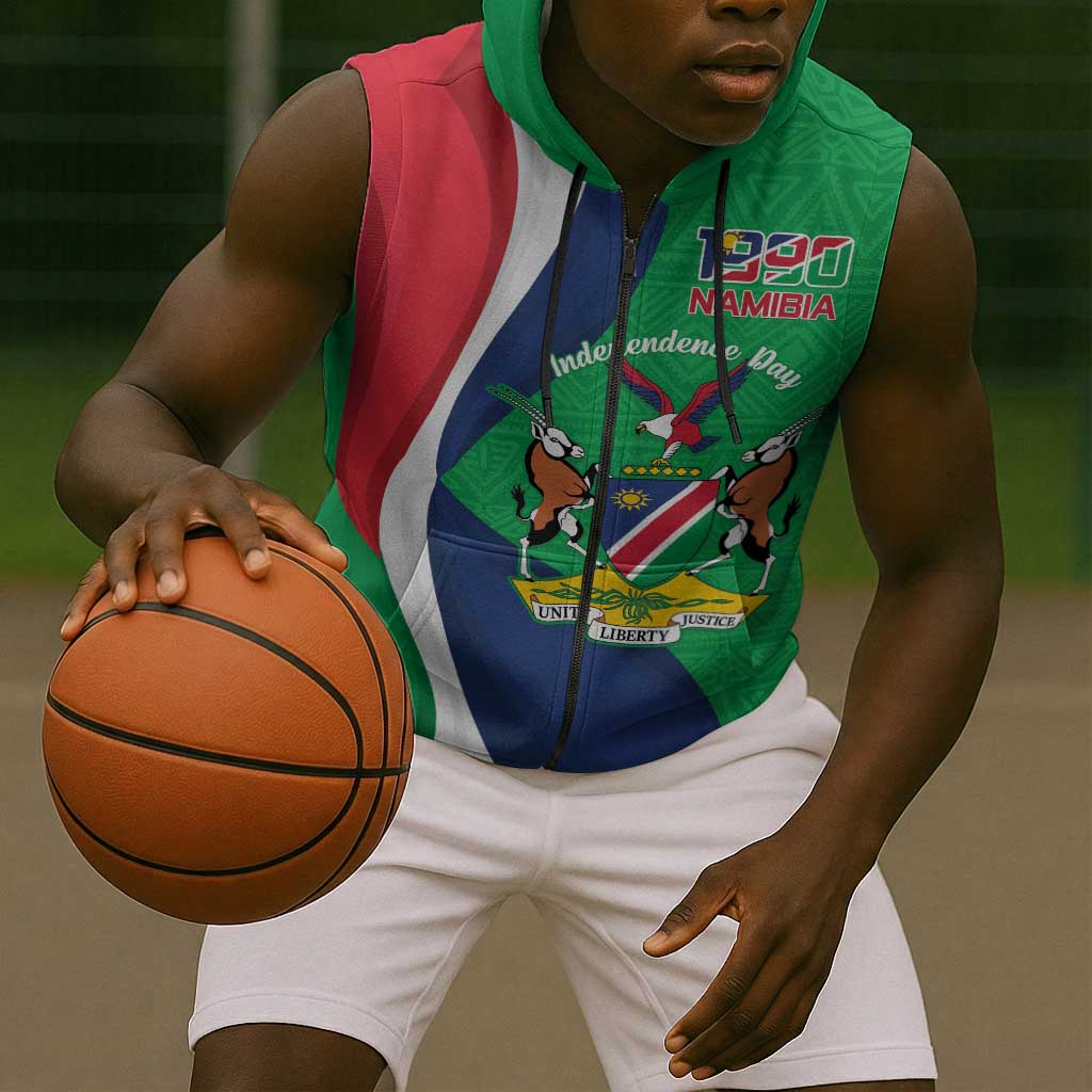 Personalised Namibia Sleeveless Zip Hoodie 35th Anniversary Independence Day - African Pride
