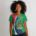 Personalised Namibia Women V-Neck T-Shirt 35th Anniversary Independence Day
