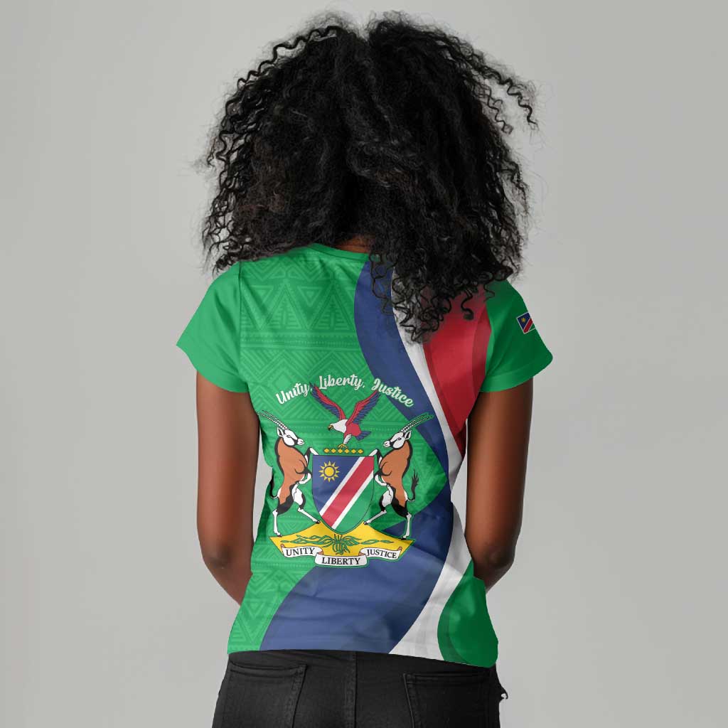 Personalised Namibia Women V-Neck T-Shirt 35th Anniversary Independence Day
