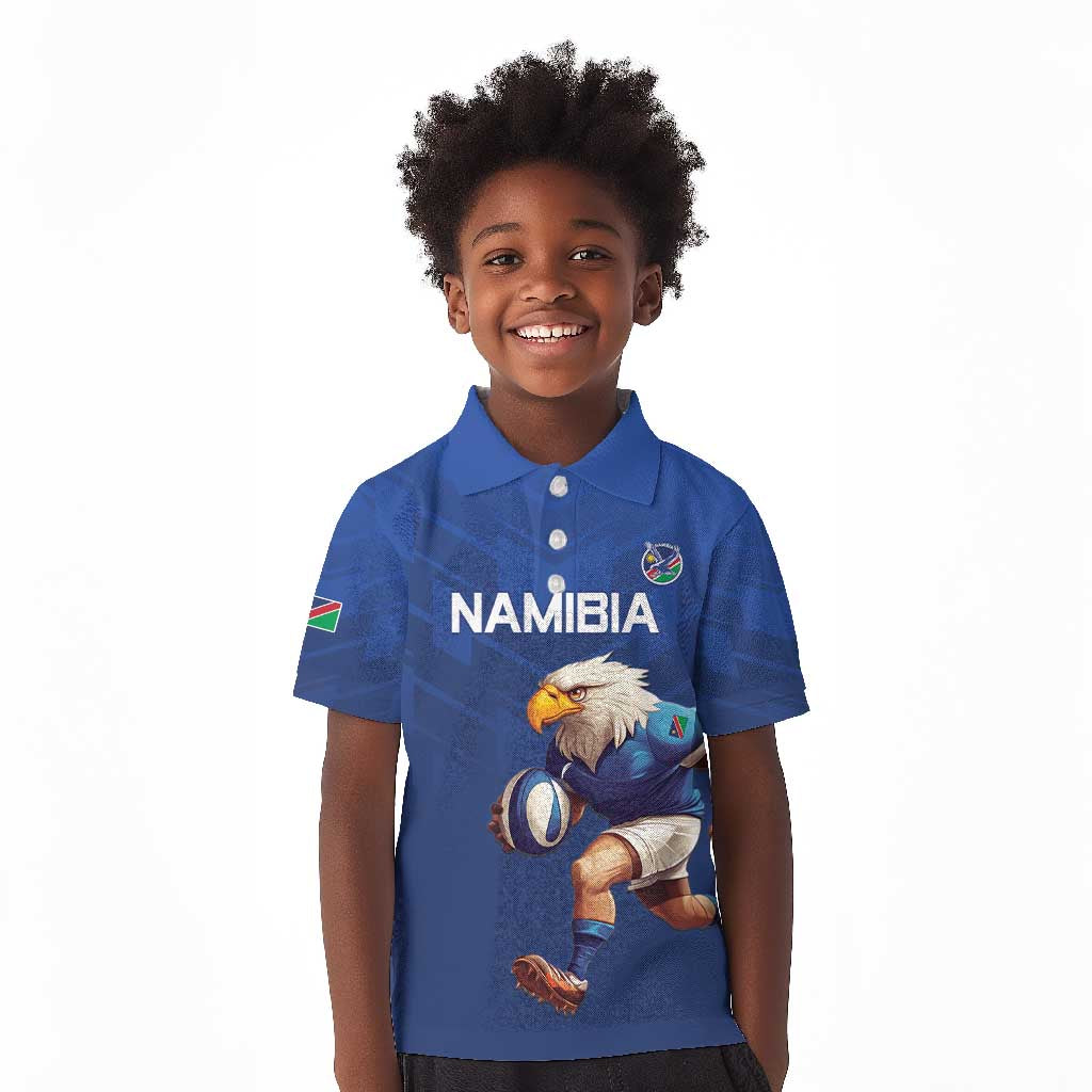 Namibia Rugby Custom Kid Polo Shirt Eagle Mascot - Sporty Style
