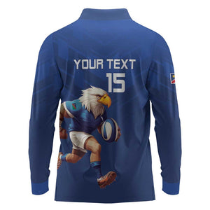 Namibia Rugby Custom Long Sleeve Polo Shirt Eagle Mascot - Sporty Style