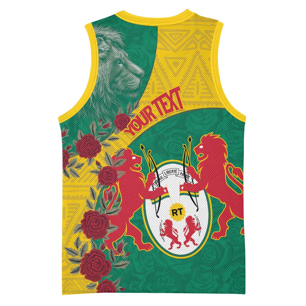 Personalised Togo Basketball Jersey Coat Of Arms - African Mix Rose Pattern LT15
