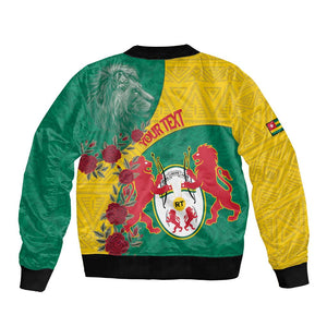 Personalised Togo Bomber Jacket Coat Of Arms - African Mix Rose Pattern