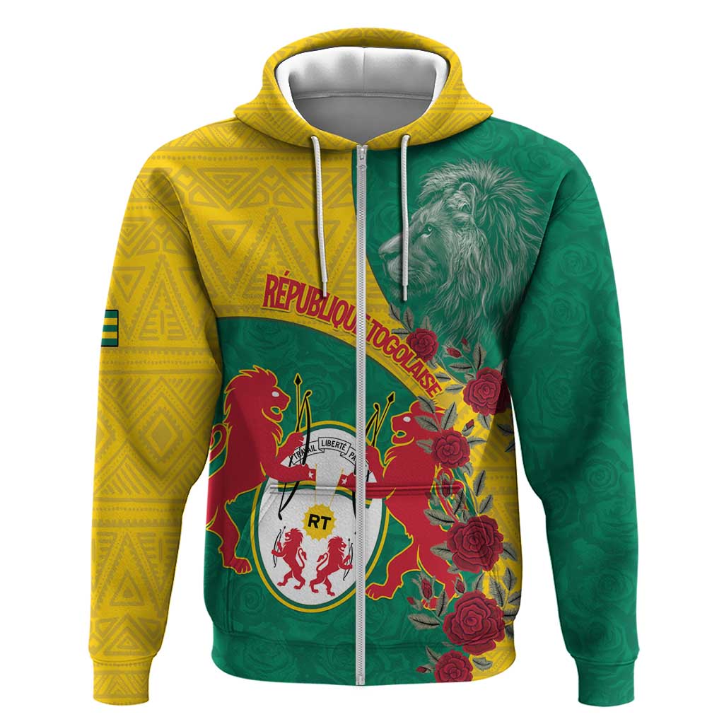 Personalised Togo Hoodie Coat Of Arms - African Mix Rose Pattern
