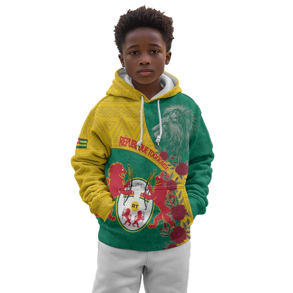 Personalised Togo Kid Hoodie Coat Of Arms - African Mix Rose Pattern