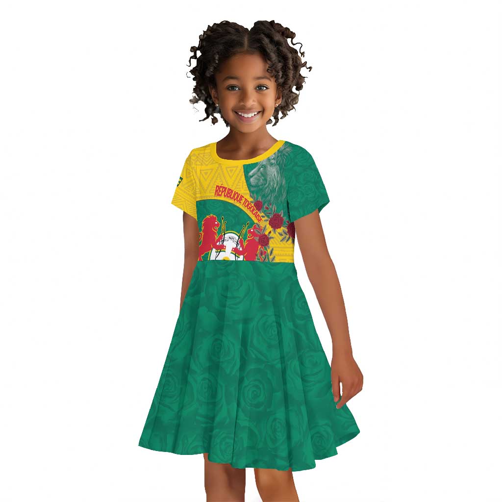 Personalised Togo Kid Short Sleeve Dress Coat Of Arms - African Mix Rose Pattern