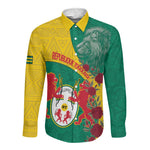 Personalised Togo Long Sleeve Button Shirt Coat Of Arms - African Mix Rose Pattern