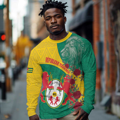 Personalised Togo Long Sleeve Shirt Coat Of Arms - African Mix Rose Pattern