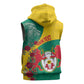 Personalised Togo Sleeveless Zip Hoodie Coat Of Arms - African Mix Rose Pattern - African Pride