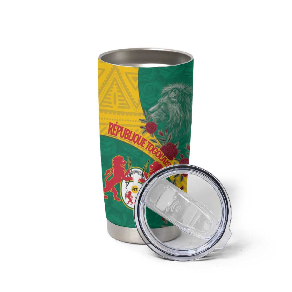 Personalised Togo Tumbler Cup Coat Of Arms - African Mix Rose Pattern
