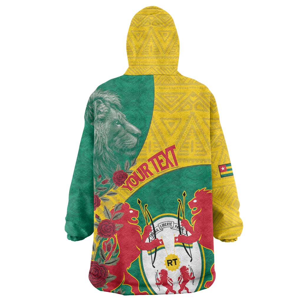 Personalised Togo Wearable Blanket Hoodie Coat Of Arms - African Mix Rose Pattern