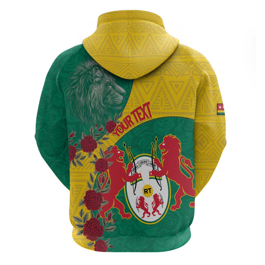 Personalised Togo Zip Hoodie Coat Of Arms - African Mix Rose Pattern