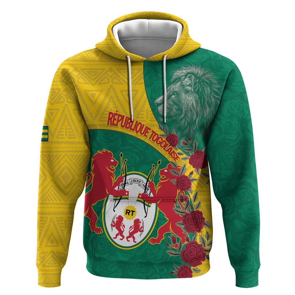 Personalised Togo Zip Hoodie Coat Of Arms - African Mix Rose Pattern