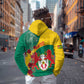 Personalised Togo Zip Hoodie Coat Of Arms - African Mix Rose Pattern
