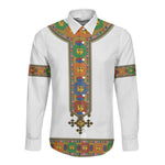 Ethiopia Saba Kemis Habesha Style Long Sleeve Button Shirt