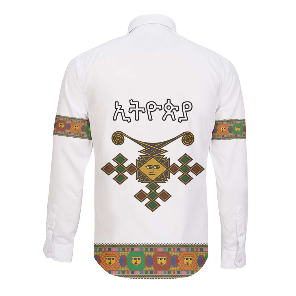 Ethiopia Saba Kemis Habesha Style Long Sleeve Button Shirt