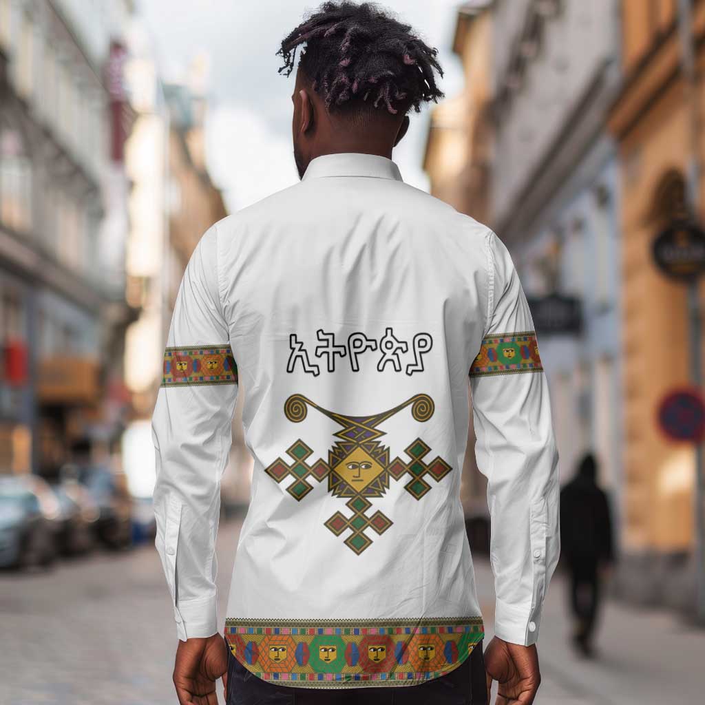 Ethiopia Saba Kemis Habesha Style Long Sleeve Button Shirt
