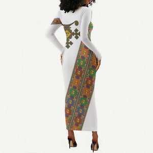 Ethiopia Saba Kemis Sash Style Long Sleeve Bodycon Dress LT15