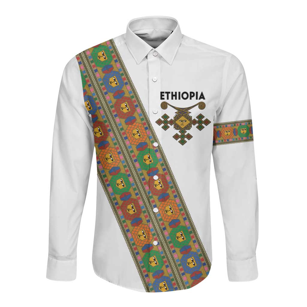 Ethiopia Saba Kemis Sash Style Long Sleeve Button Shirt
