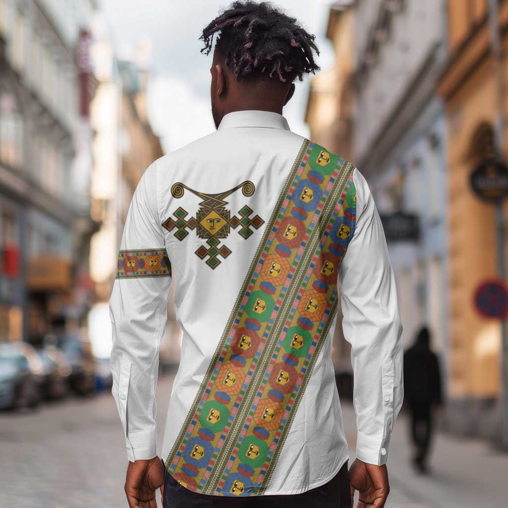 Ethiopia Saba Kemis Sash Style Long Sleeve Button Shirt