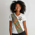 Ethiopia Saba Kemis Sash Style Women V-Neck T-Shirt