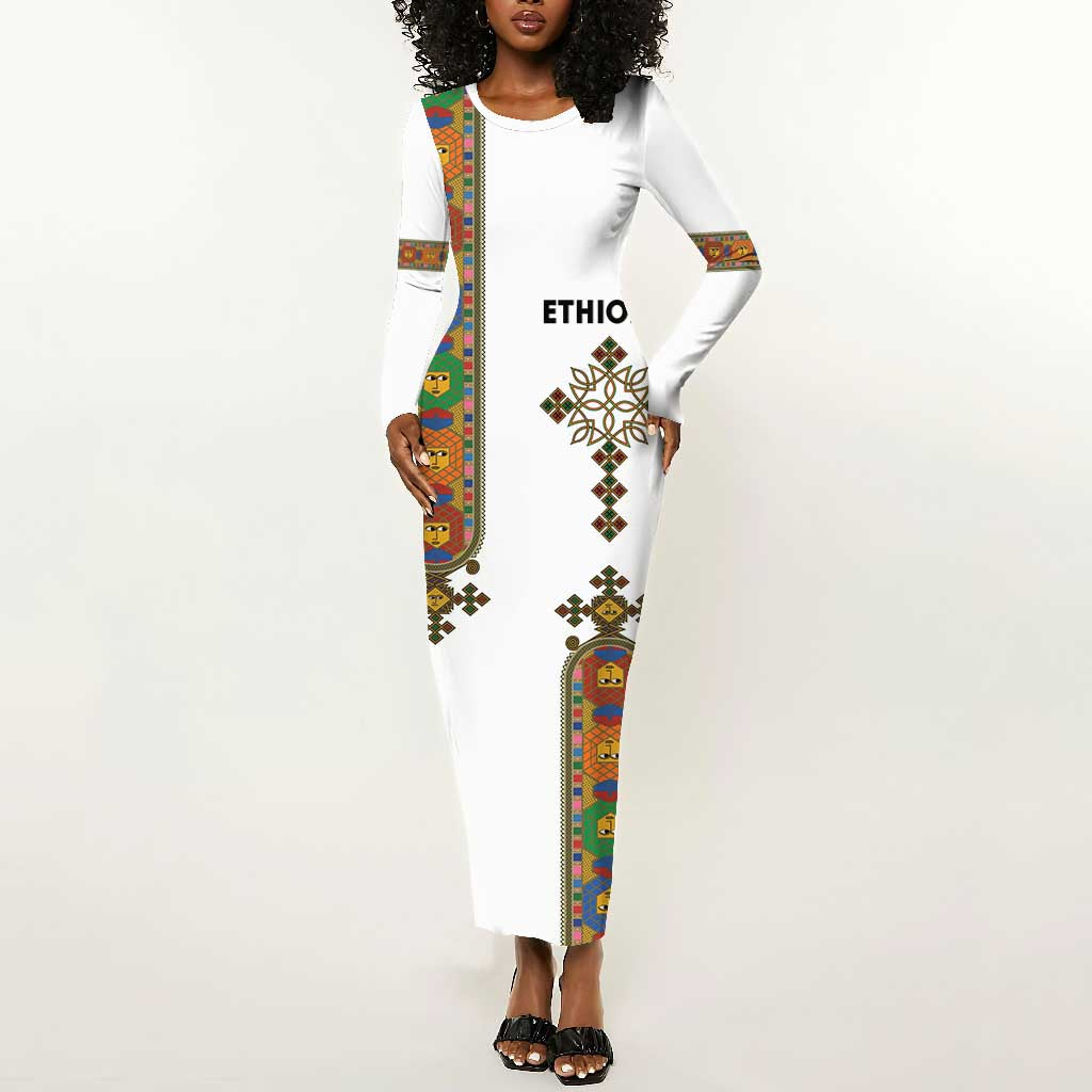 Ethiopia Saba Kemis Long Sleeve Bodycon Dress Lion Of Judah LT15