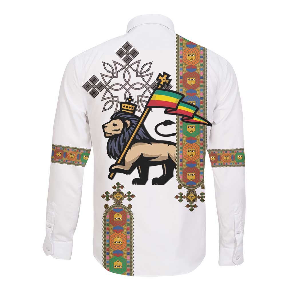 Ethiopia Saba Kemis Long Sleeve Button Shirt Lion Of Judah