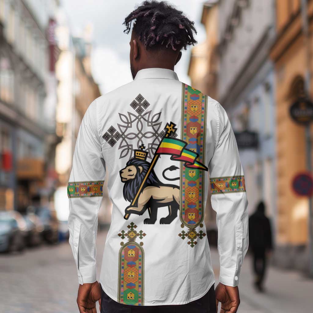 Ethiopia Saba Kemis Long Sleeve Button Shirt Lion Of Judah