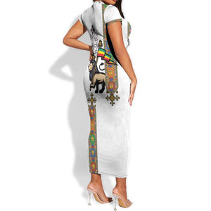 Ethiopia Saba Kemis Short Sleeve Bodycon Dress Lion Of Judah LT15